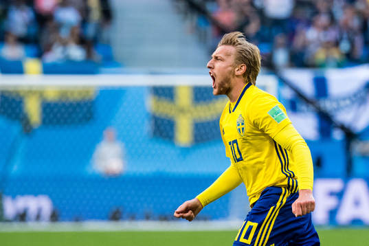 Emil Forsberg of Sweden celebrates