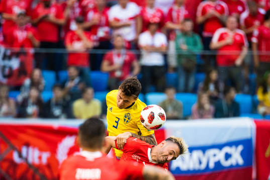 Victor Nilsson Lindelöf of Sweden and Josip Drmic of