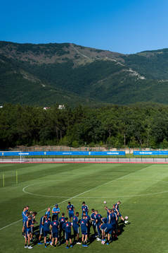 The Swedish national football team is gathered at a