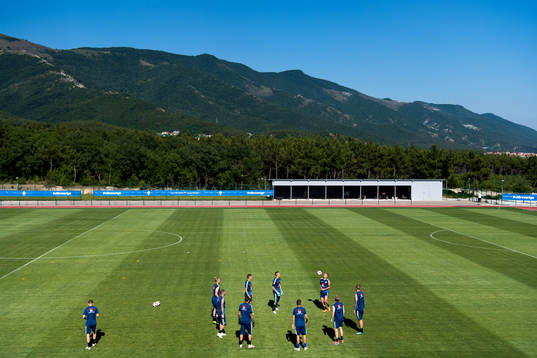 The Swedish national football team is gathered at a