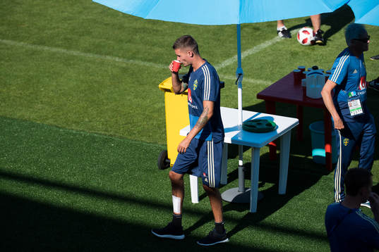 Mikael Lustig of the Swedish national football team at a