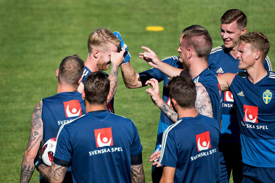 Filip Helander of the Swedish national football team  gets