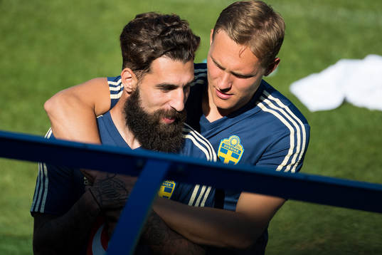 Jimmy Durmaz and Ludwig Augustinsson of the Swedish