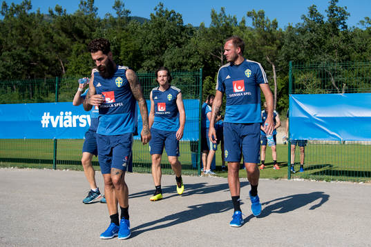 Jimmy Durmaz and Andreas Granqvist of the Swedish national