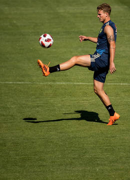 Oscar Hiljemark of the Swedish national football team at a