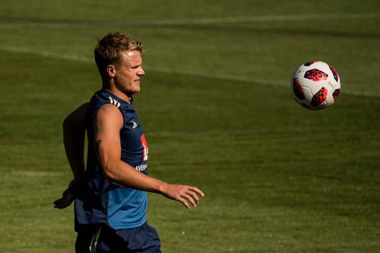 Oscar Hiljemark of the Swedish national football team at a