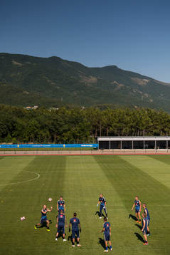 General view of the Swedish national football team at a