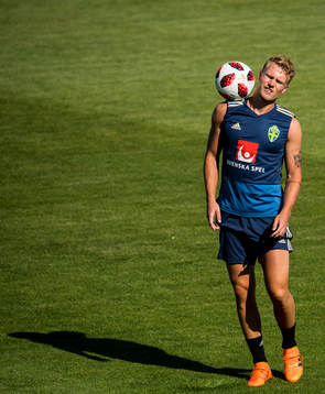 Oscar Hiljemark of the Swedish national football team at a
