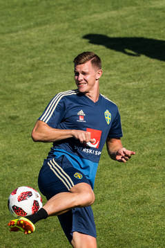 Emil Krafth of the Swedish national football team at a
