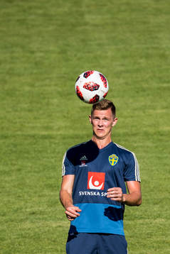 Emil Krafth of the Swedish national football team at a