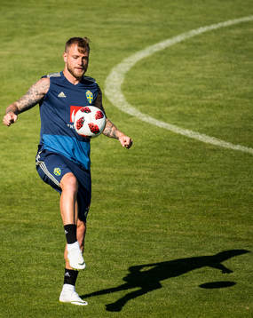 John Guidetti of the Swedish national football team at a
