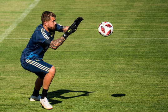 Goalkeeper Kristoffer Nordfeldt of the Swedish national