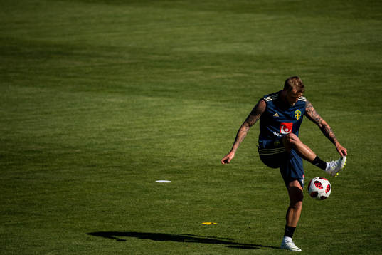 John Guidetti of the Swedish national football team at a