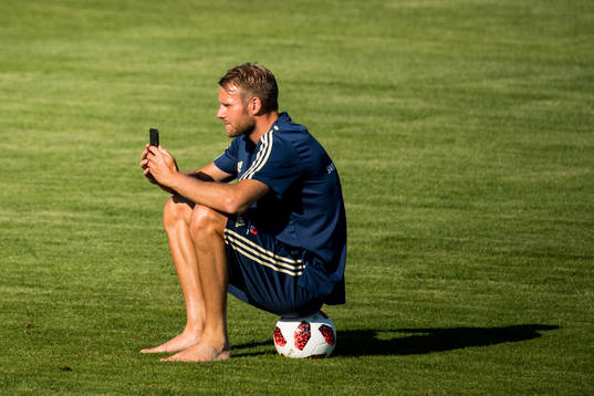Ola Toivonen of the Swedish national football team at a