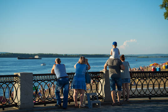 People at a beachwalk