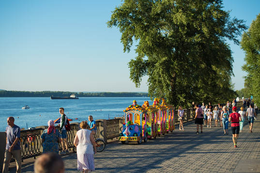 People at a beachwalk