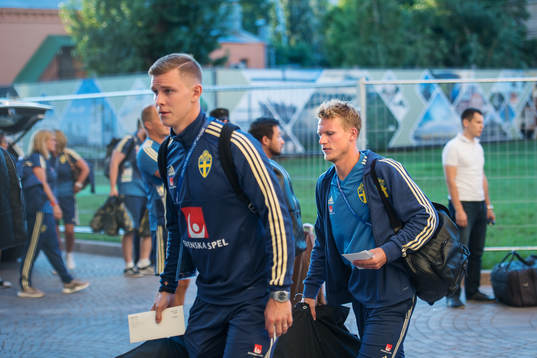 Emil Krafth and Oscar Hiljemark of the Swedish national