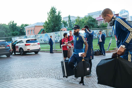 Jimmy Durmaz of the Swedish national football team arrives
