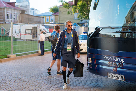 Ola Toivonen of the Swedish national football team arrives
