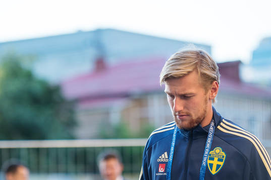 Emil Forsberg of the Swedish national football team arrives