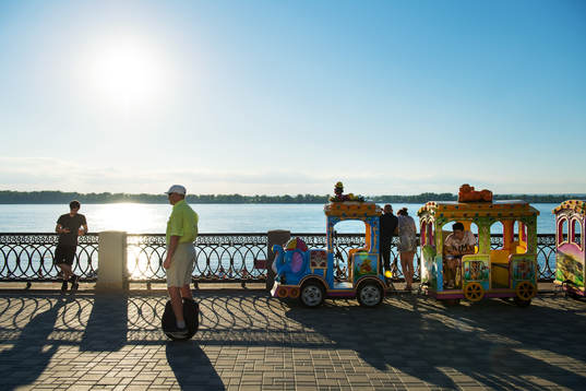 People at a beachwalk