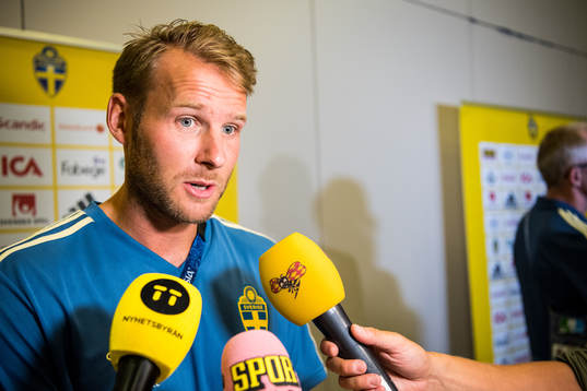 Ola Toivonen of the Swedish national football team at a