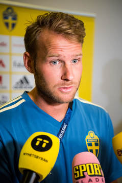 Ola Toivonen of the Swedish national football team at a
