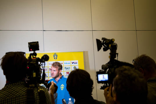 Ola Toivonen of the Swedish national football team at a