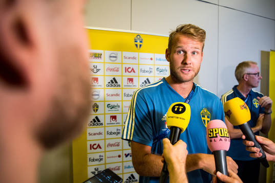 Ola Toivonen of the Swedish national football team at a