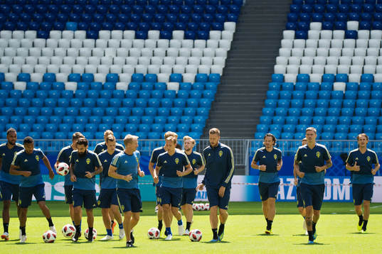 General view of the Swedish national football team's