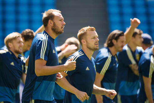 Andreas Granqvist and Sebastian Larsson of the Swedish
