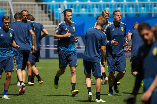 Albin Ekdal of the Swedish national football team at a