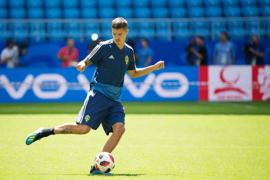 Mikael Lustig of the Swedish national football team at a