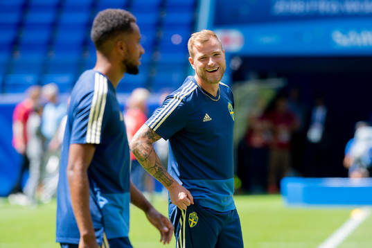 John Guidetti of the Swedish national football team at a
