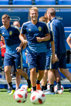Oscar Hiljemark of the Swedish national football team at a