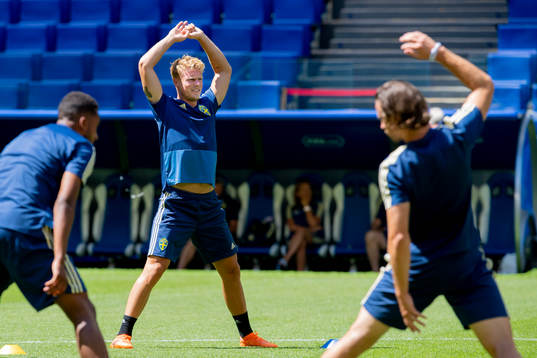 Oscar Hiljemark of the Swedish national football team at a