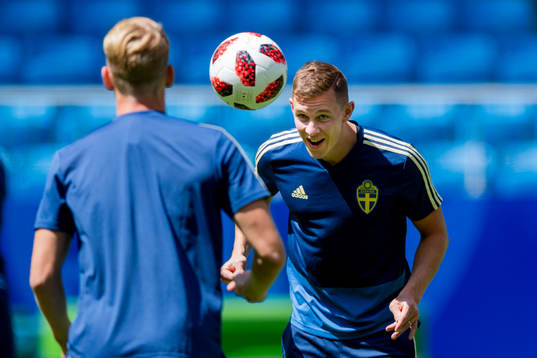 Emil Krafth of the Swedish national football team at a