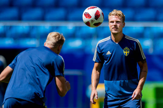 Oscar Hiljemark of the Swedish national football team at a