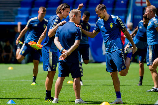 Gustav Svensson and Marcus Berg of the Swedish national