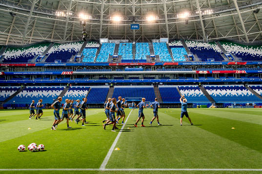 General view of the Swedish national football team at a