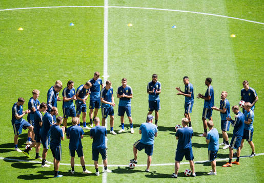General view of the Swedish national football team at a