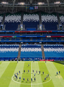 General view of the Swedish national football team at a