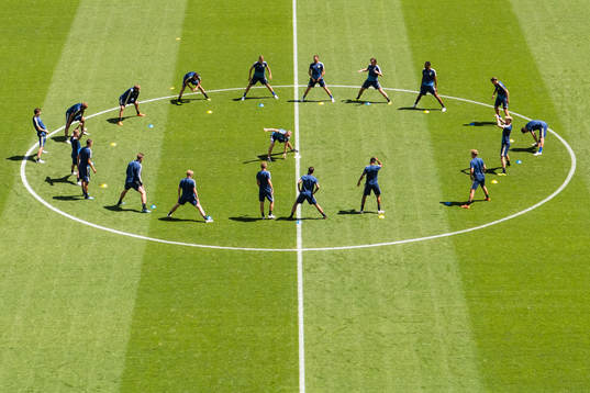 General view of the Swedish national football team at a
