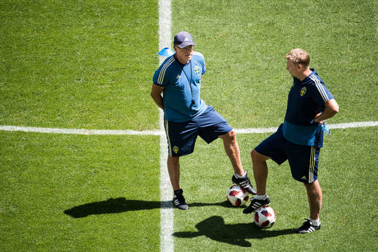 Head coach Janne Andersson and assistant coach Peter