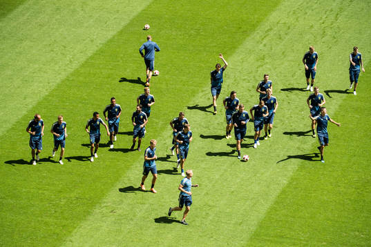 General view of the Swedish national football team at a