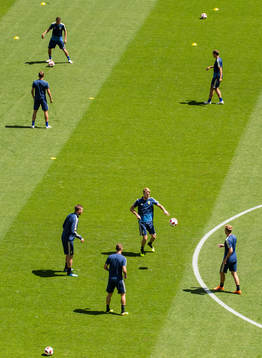 General view of the Swedish national football team at a