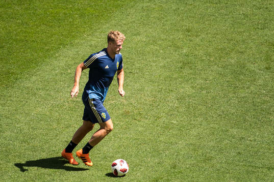 Oscar Hiljemark of the Swedish national football team at a