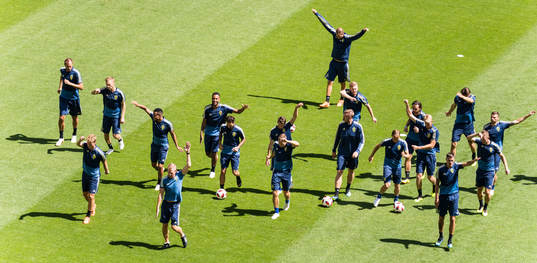 General view of the Swedish national football team at a