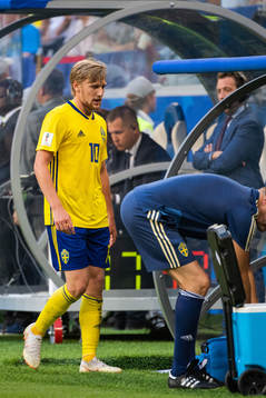 Emil Forsberg of Sweden is substituted