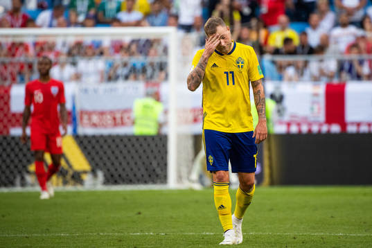 John Guidetti of Sweden looks dejected